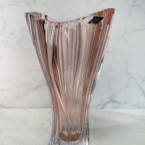 Bohemian Vase 12 ",Pink Bud Vase, Czech Crystal Flower Vase, Home Decor NEW…